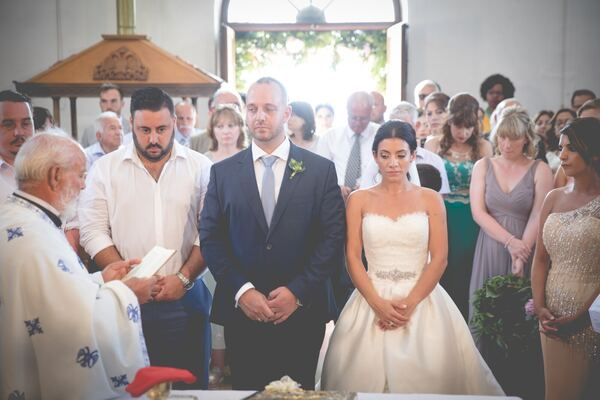 A Greek Orthodox wedding ceremony at Agios Georgios Church, Peyia, photographed by Evagoras Mandrides