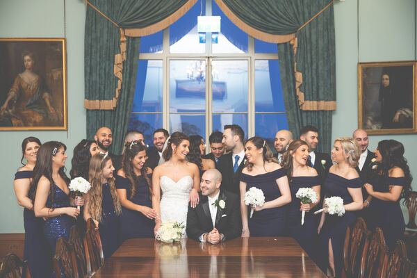 The bridal party at Hylands House, Chelmsford, photographed by Evagoras Mandrides