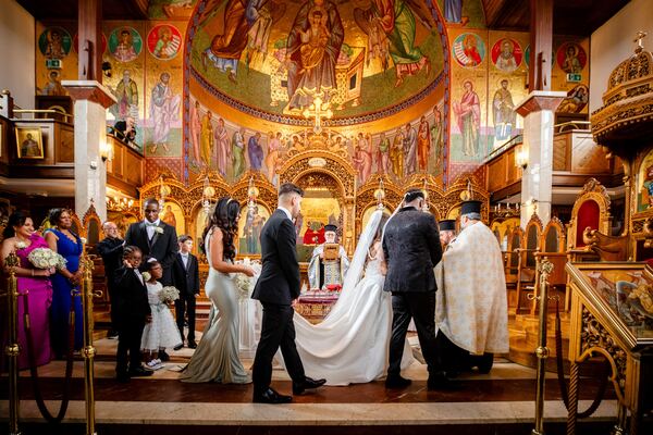 The ceremony at a Greek Orthodox church in North London, photographed by Evagoras Mandrides
