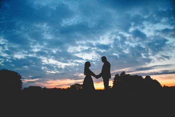 The couple at sunset at Stock Brook Country Club, Billericay, photographed by Evagoras Mandrides