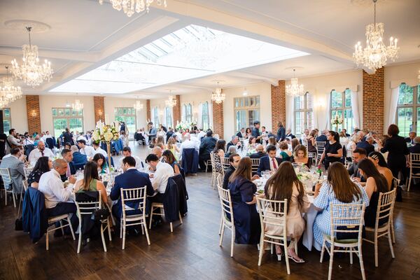 The wedding breakfast at Offley Place, Great Offley, photographed by Evagoras Mandrides